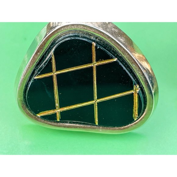 Vintage 1960s Chunky Mens Cufflinks Black Glass Matrix - Picture 3 of 8